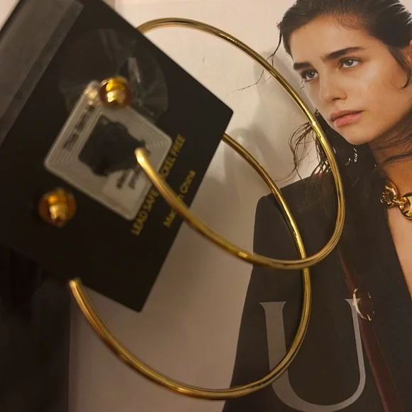 House of Harlow 1960 Brass Hoop Earrings - Picture 2 of 6